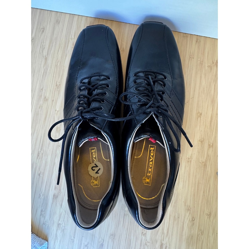 iTravel Men's Black Leather Square Toe Lace Up Dress Shoes Size 12 US - Picture 4 of 8